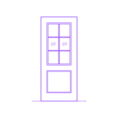 Buildings Exterior Doors Lite Entry Door 2 Panels Grid 6 Outline Drawing Svg Vector, Free Vectors File